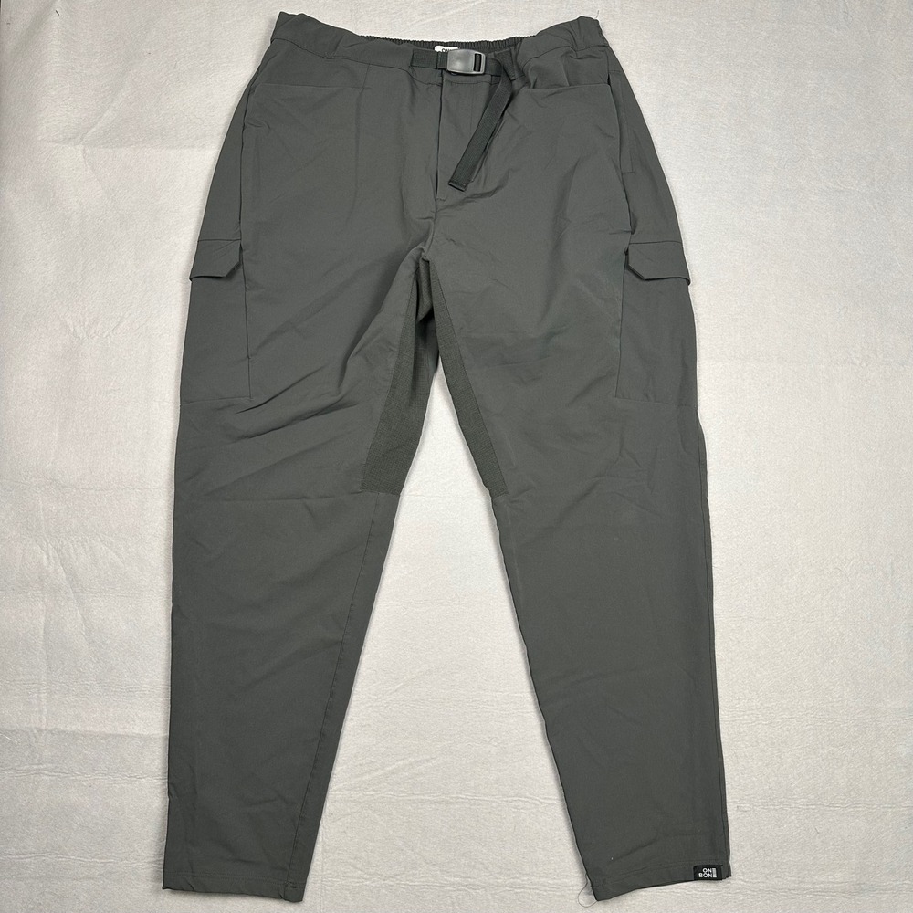 One Bone Cargo Pants Mens Charcoal Grey Tech Belted Size C (33x30)